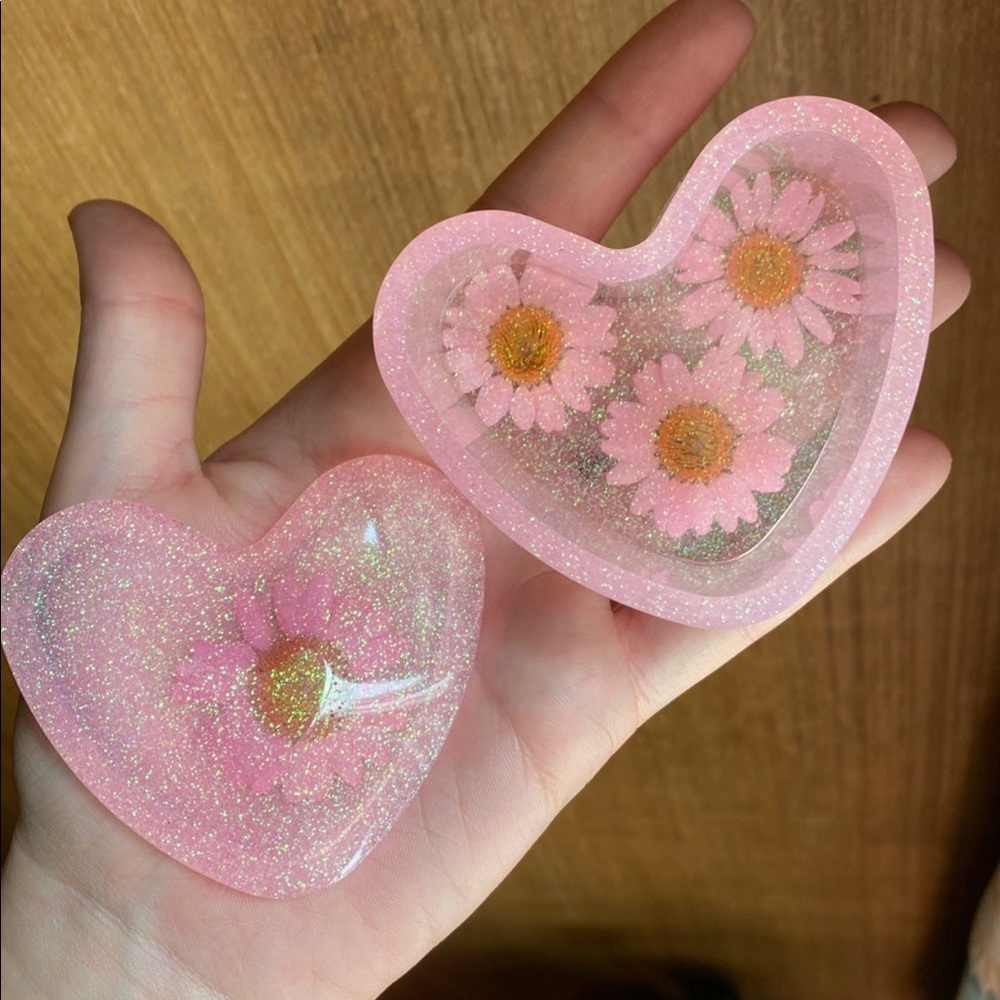 Babypink heart floral trinket dish